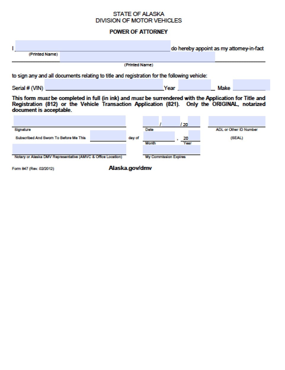 does power of attorney need to be notarized vehicle