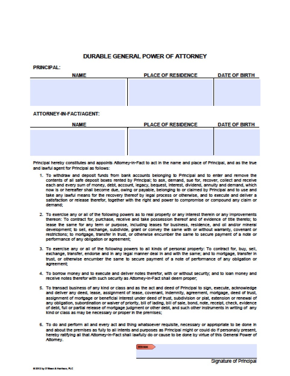 Arizona Durable Financial Power of Attorney Form - Power ...