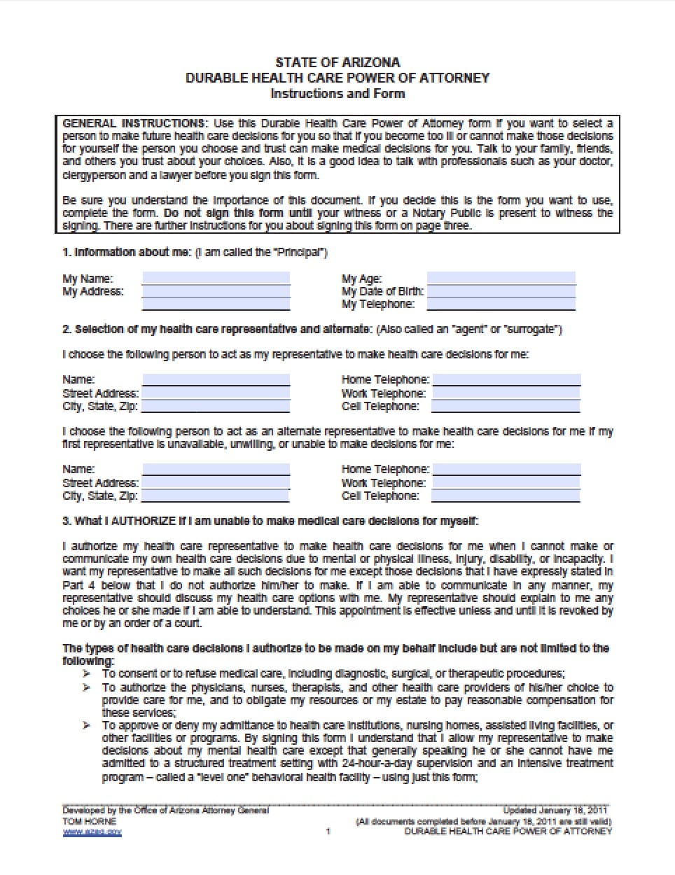 power of attorney form az
 Arizona Medical Power of Attorney Form - Power of Attorney ...