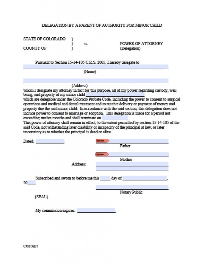 Colorado Medical Power of Attorney Form - Power of Attorney : Power of ...