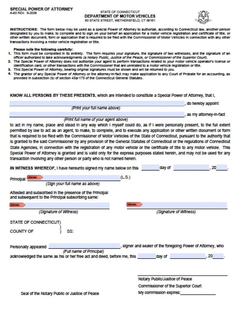 Connecticut Durable Financial Power of Attorney Form - Power of ...