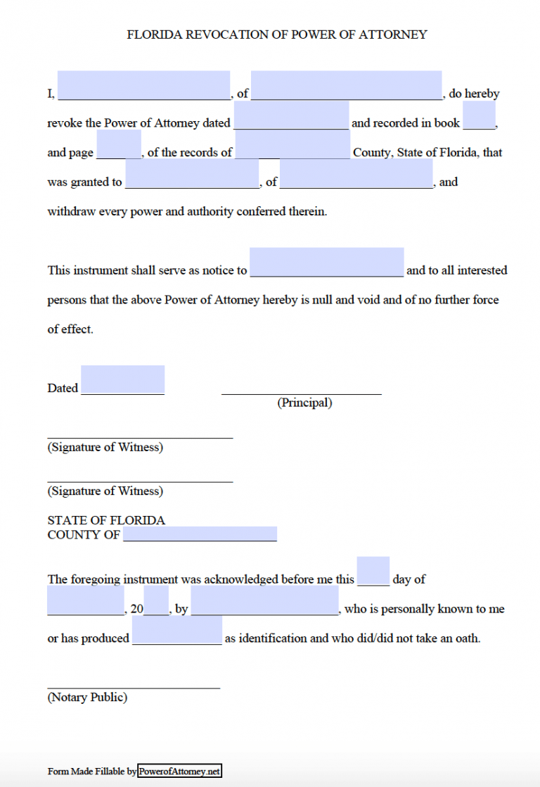 Free Florida Power of Attorney Forms | 9 Types : Power of Attorney