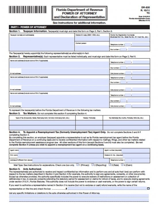 Florida Tax Power of Attorney Form