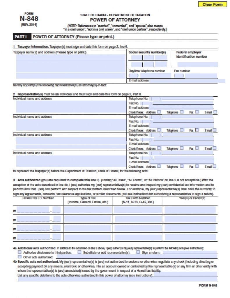 Hawaii Minor Child Power of Attorney Form - Power of Attorney : Power ...