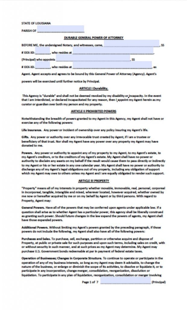 Free Louisiana Power of Attorney Forms in Fillable PDF | 9 Types ...