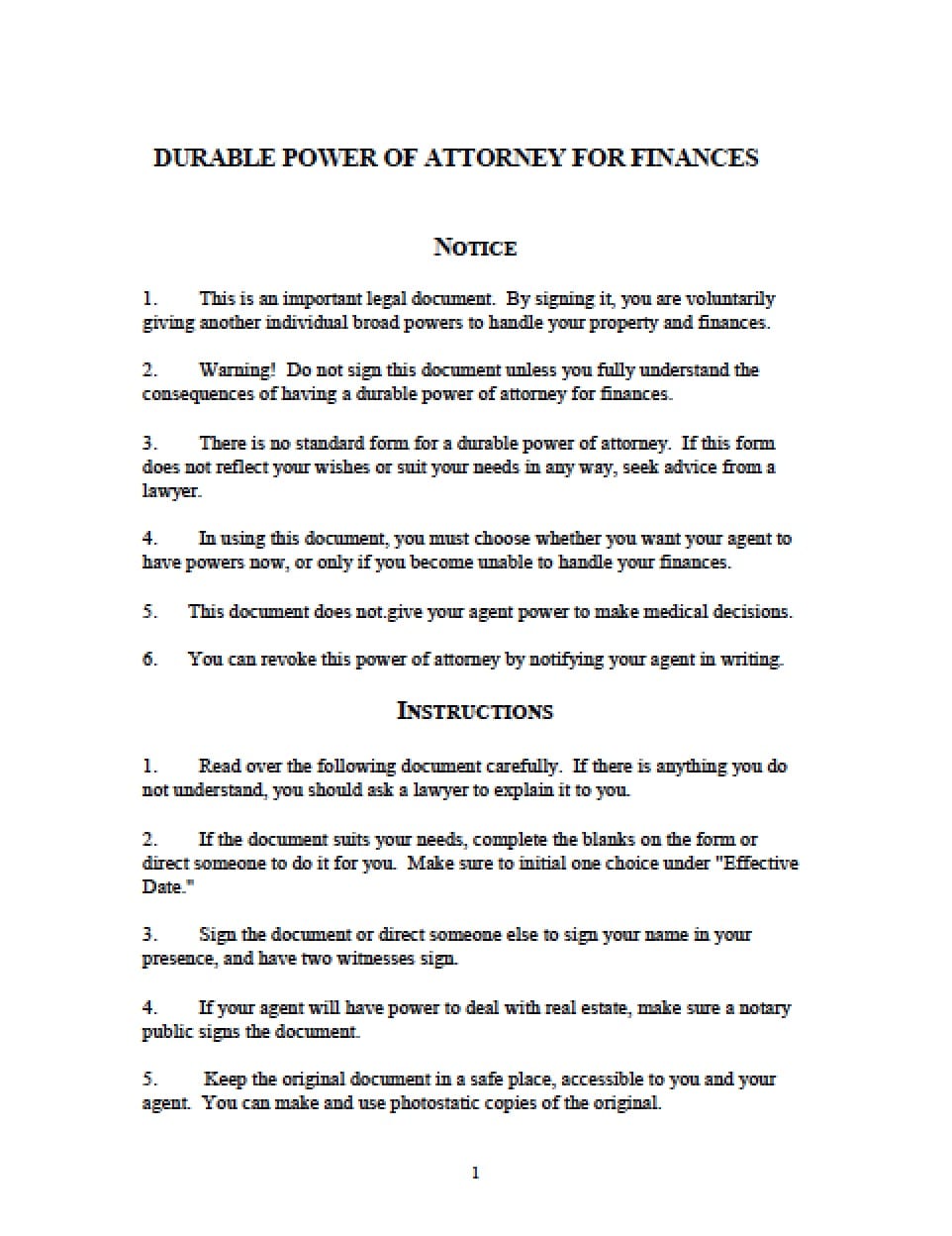 power of attorney for finances california