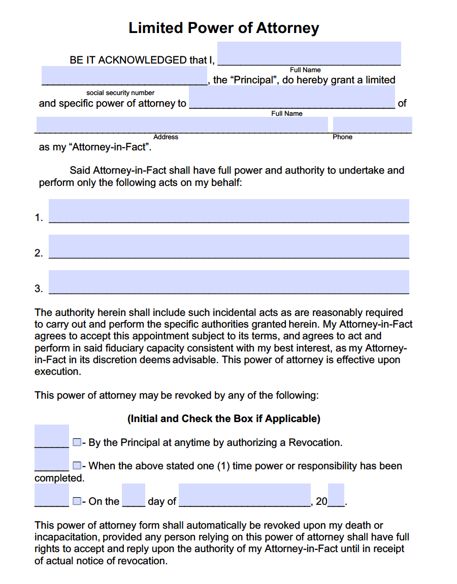 how to fill out power of attorney forms