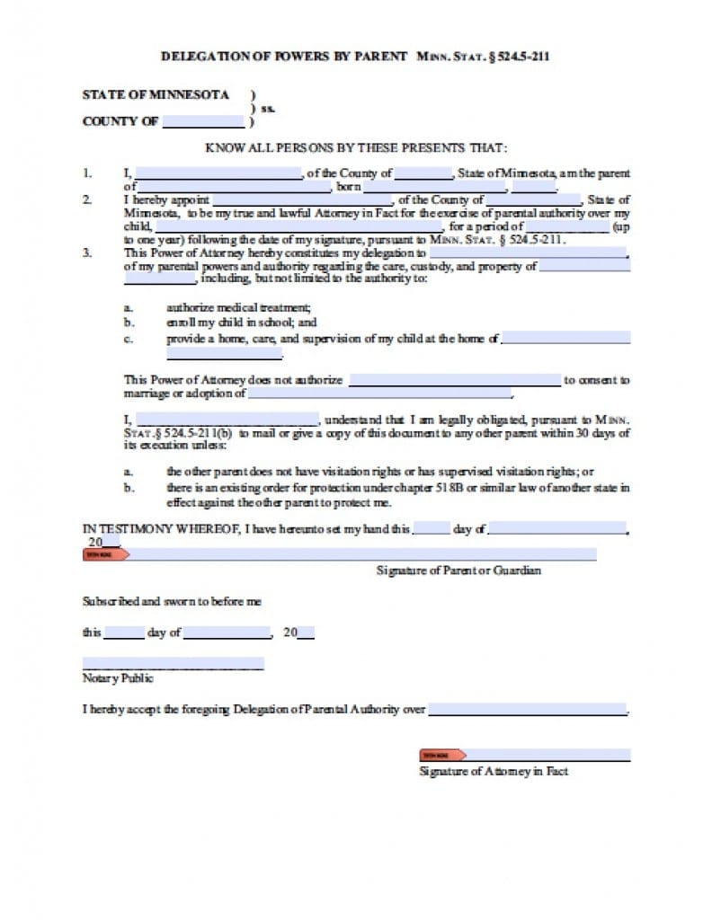 Free Minnesota Power of Attorney Forms in Fillable PDF | 9 Types ...