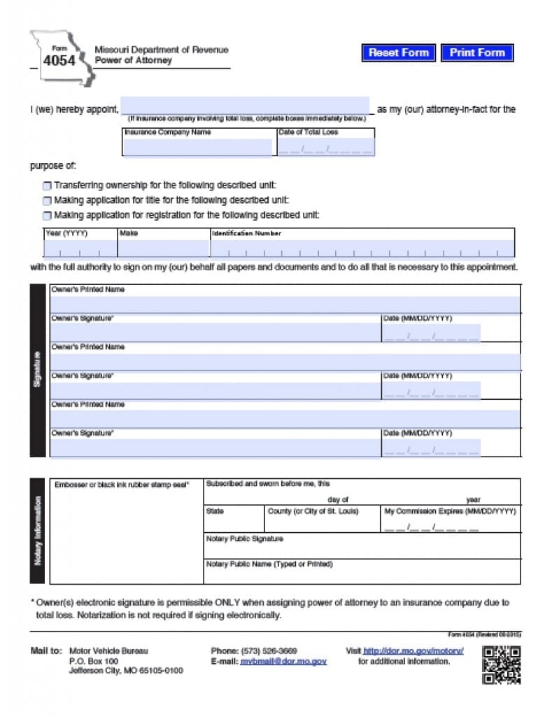 Missouri Medical Power of Attorney Form - Power of Attorney : Power of ...