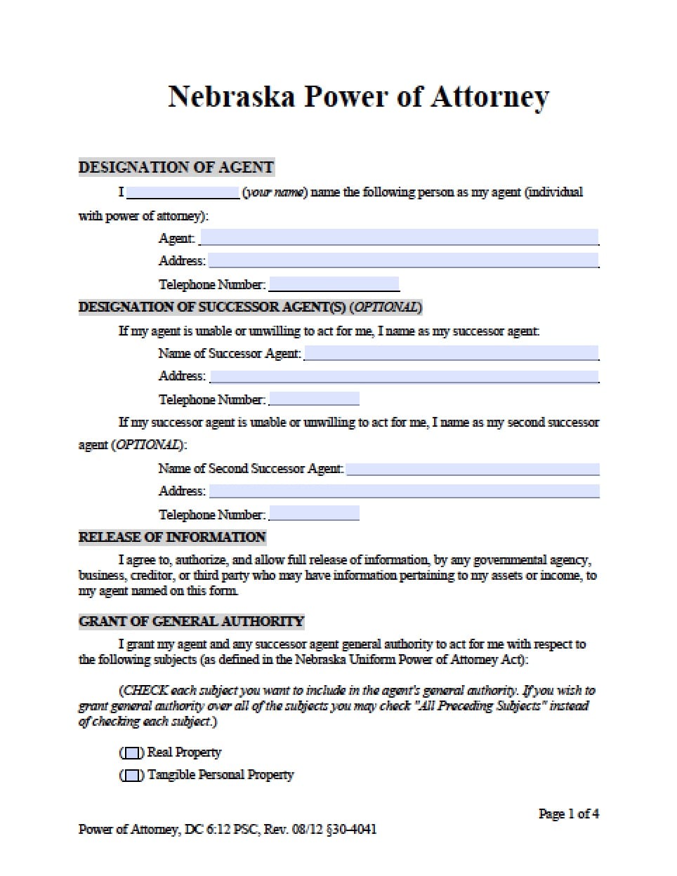 sample durable power of attorney for finances