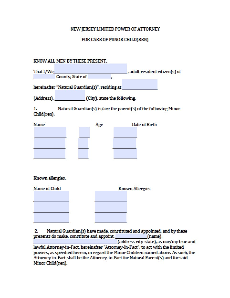 Temporary Custody Letter Sample from powerofattorneyforms.com