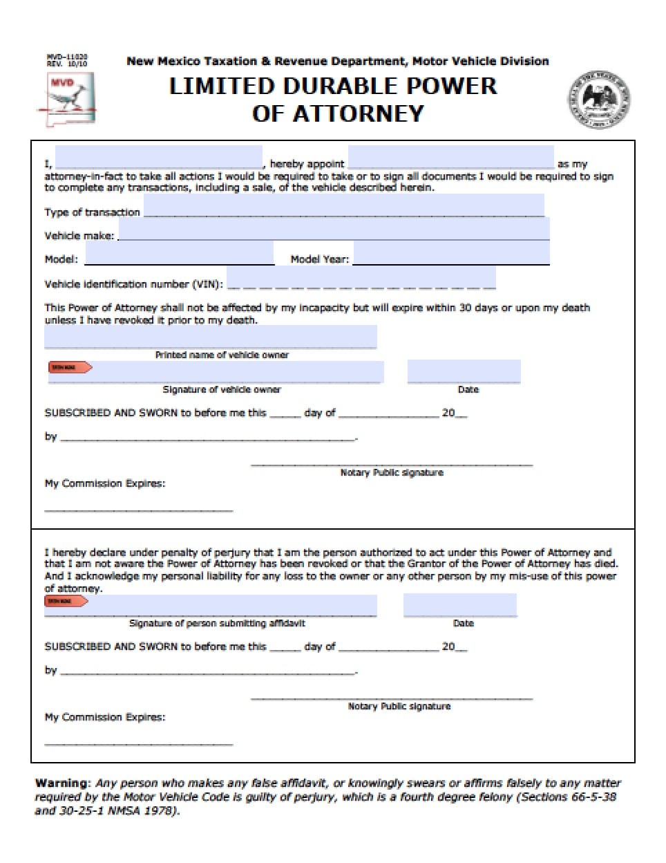 Free Printable Medical Power Of Attorney Form New Mexico Printable