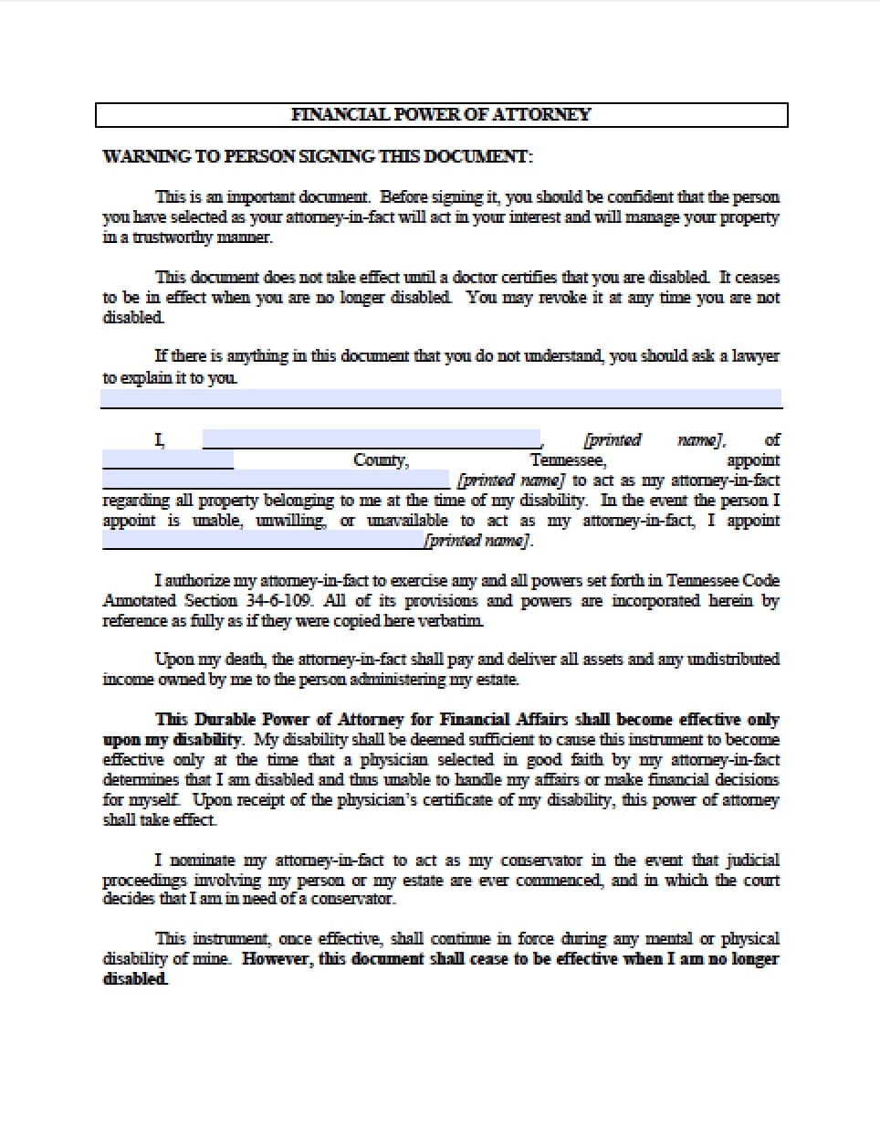 Download Durable Power Of Attorney Form