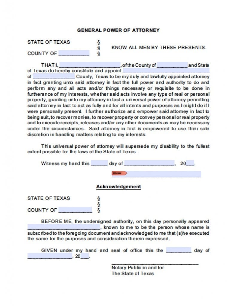 Free Texas Power of Attorney Forms in Fillable PDF 10 Types Archives