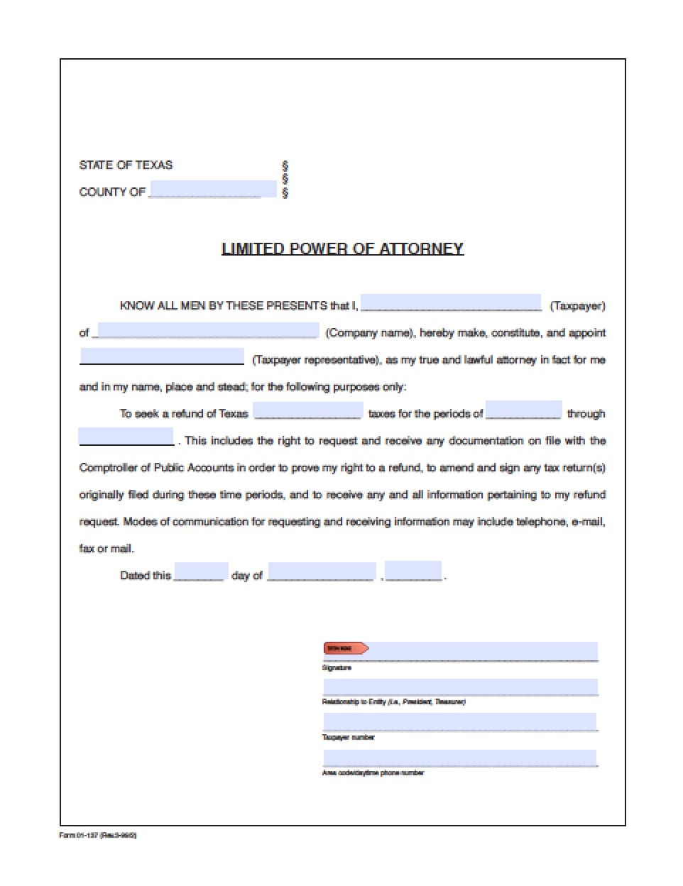 Texas Vehicle Power Of Attorney Form Power Of Attorney Power Of Attorney 4967