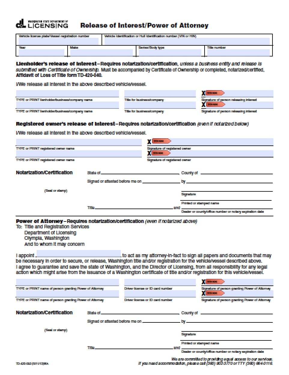 Free Printable Power Of Attorney Form Washington State Free Printable