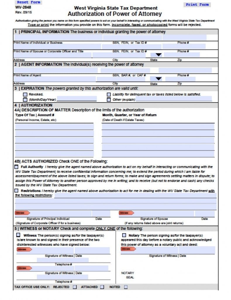 Free West Virginia Power of Attorney Forms in Fillable PDF | 8 Types ...