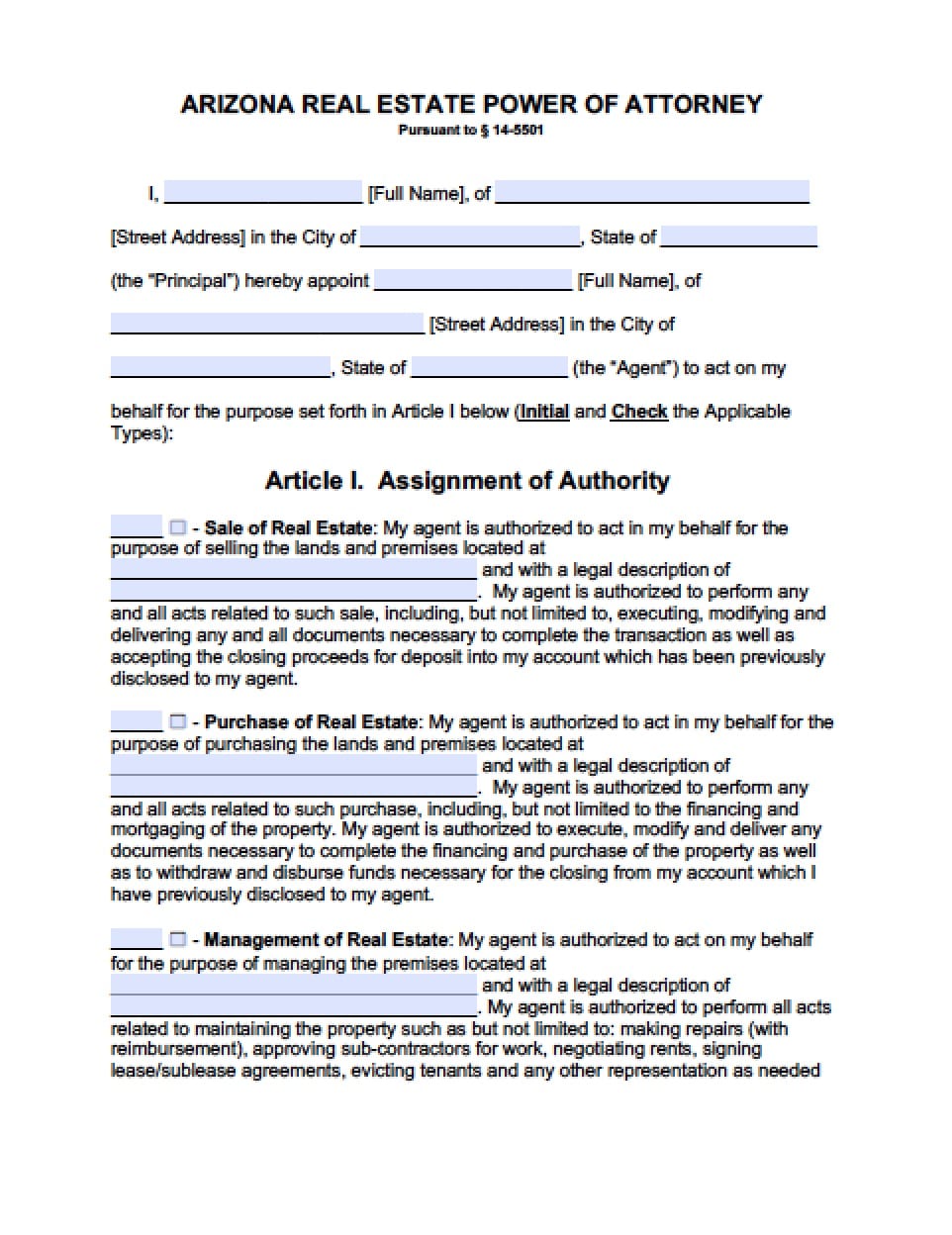 power of attorney form az
 Arizona Real Estate ONLY Power of Attorney Form - Power of ...