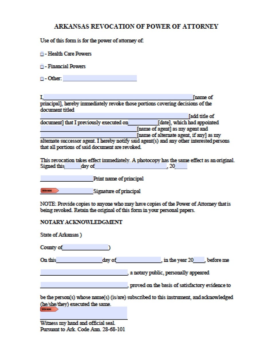 Free Arkansas Power Of Attorney Forms Pdf Templates 3083