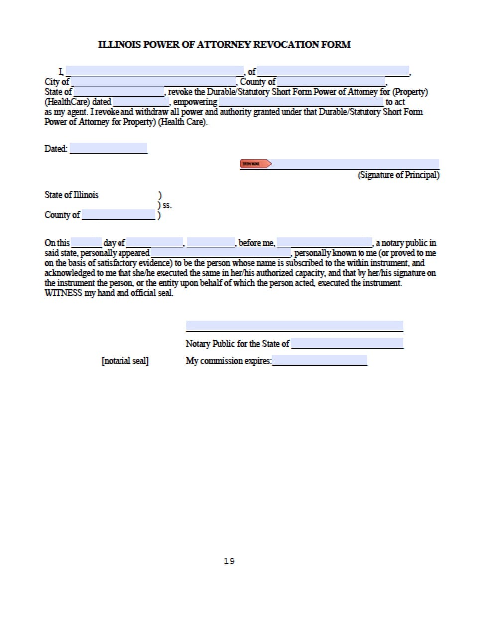 Illinois Revocation Power Of Attorney Form Power Of Attorney Power 