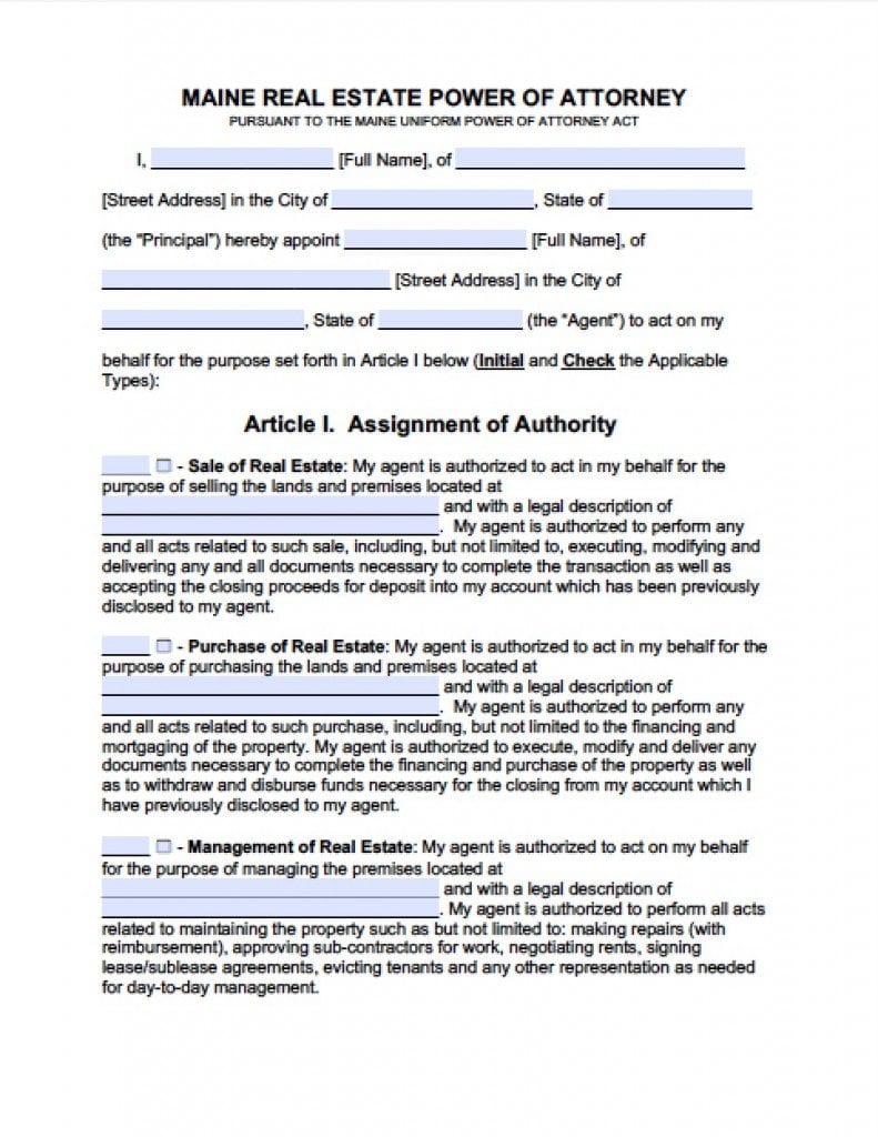 Free maine power of attorney forms in fillable pdf 9 types archives