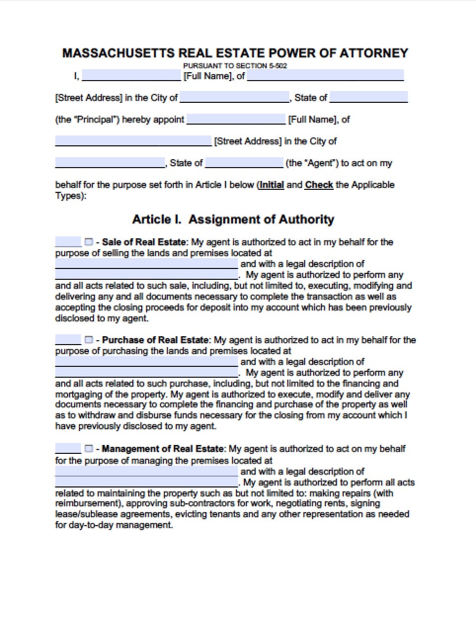 Free Massachusetts Power Of Attorney Forms In Fillable Pdf 9 Types Archives Power Of 