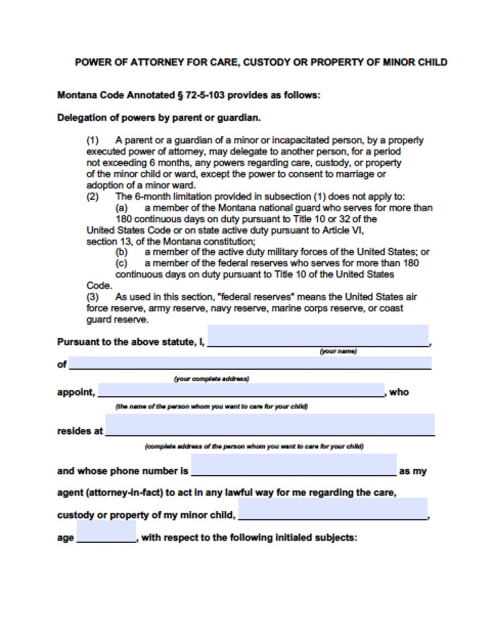 Power Of Attorney Form For Child Seven Ideas To Organize Your Own Power ...