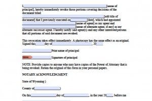 Wyoming Revocation Power of Attorney Form