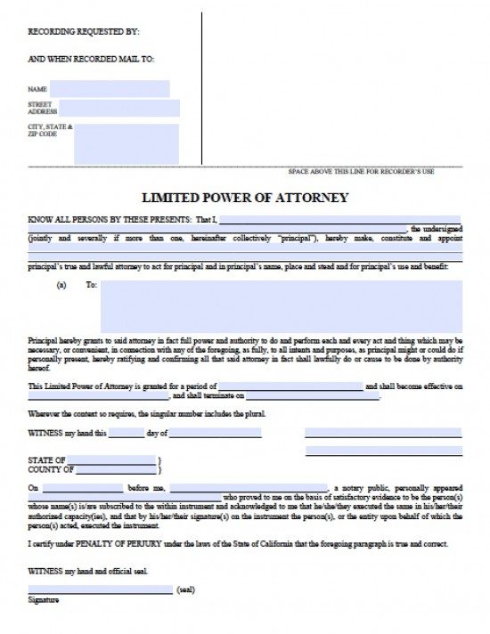 Free California Power of Attorney Forms | 9 Types : Power of Attorney