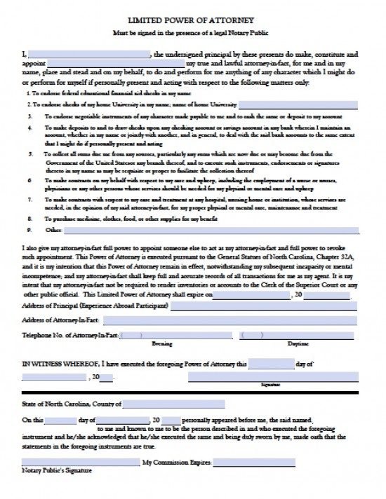 Free North Carolina Power of Attorney Forms in Fillable PDF | 9 Types ...
